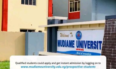 Mudiame University admission form for the 2022/2023 academic session