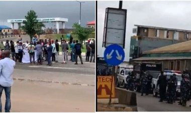 ASUU Strike: Total Gridlock as Protesting University Students Block Lagos Airport Road over seven-month industrial action