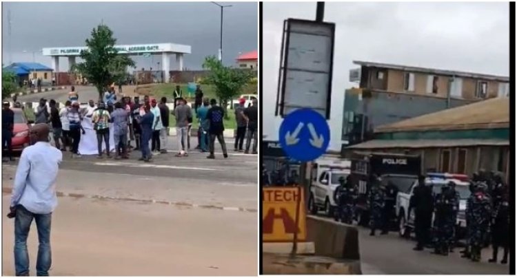 ASUU Strike: Total Gridlock as Protesting University Students Block Lagos Airport Road over seven-month industrial action