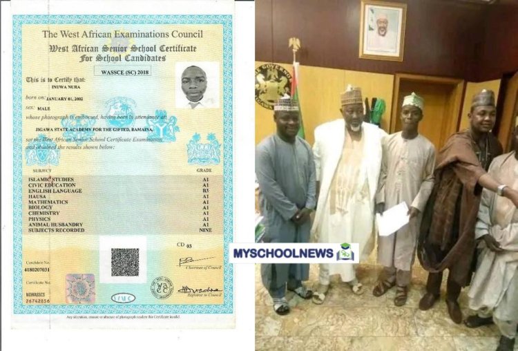 Meet Nura Inuwa overall best WAEC candidate who awaits scholarship 4 years after Gov. Badaru’s promised to send him abroad to study