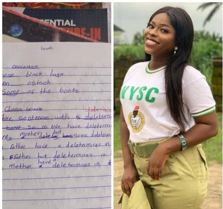 Corps member shares her student's hilarious answers to a classwork