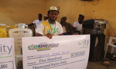 NYSC Corps member Dennis Sixtus wins N500K as he Emerges Winner of Unity Bank Corpreneurship Challenge (PHOTOS)