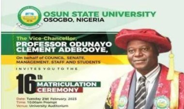 UNIOSUN Announces Date For 16th Matriculation Ceremony