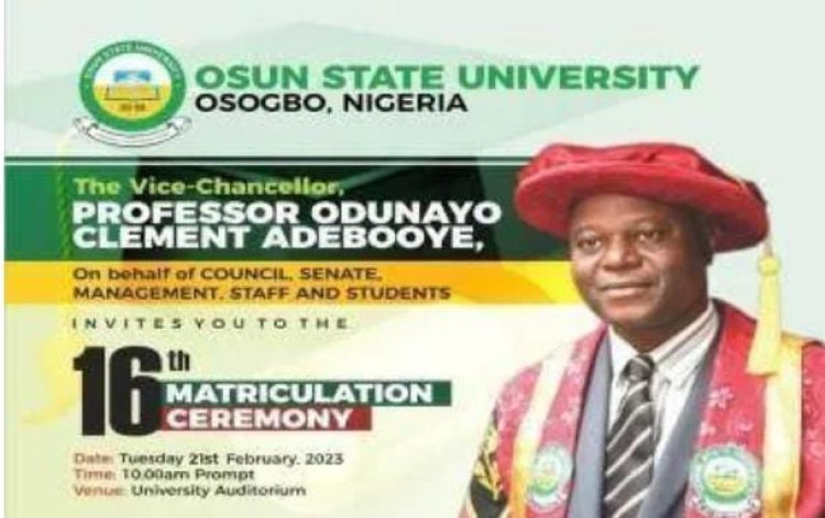 UNIOSUN Announces Date For 16th Matriculation Ceremony