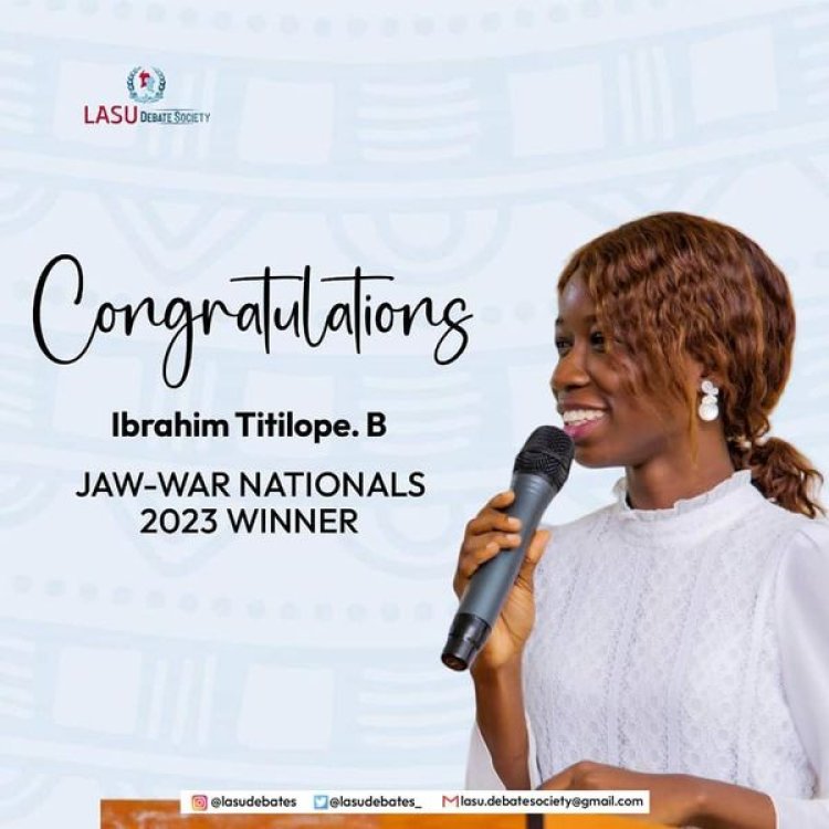 Ibrahim Titilope From LASU Wins JAW WAR 2023 National Debate Championship