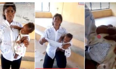 Nigerian Lady Uses Her Baby to Cheat in Exam Hall, Gets Caught