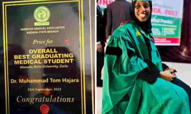 Overall Best Graduating Medical Student of the U14 MD ABU Zaria Dr Muhammad Hajara backed 12 award