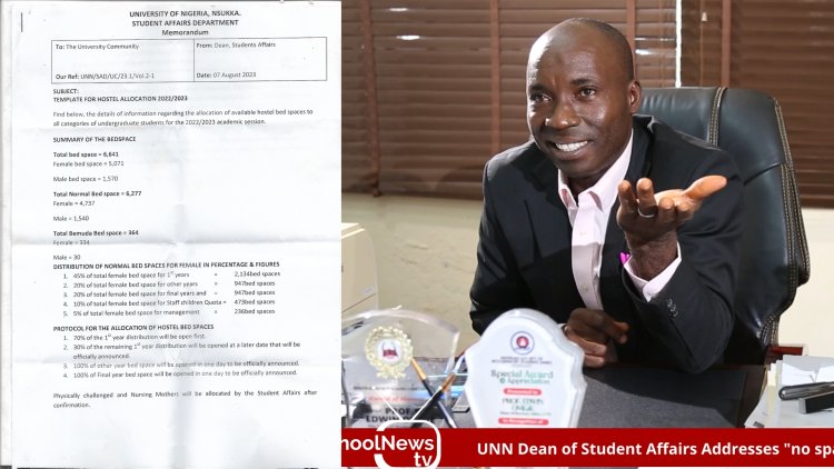 UNN Dean of student affairs clears the air on hostel allocation process
