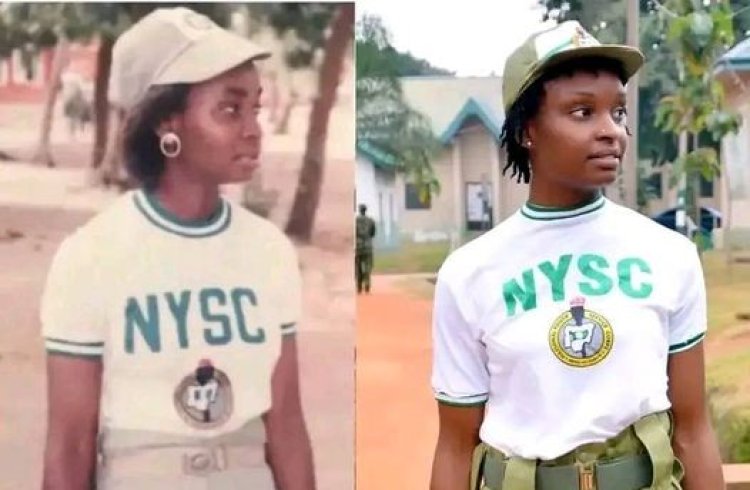 Meet Valerie Usigbe shared photo showing her mum in NYSC khaki 3 decades ago and herself many years later.