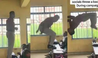 SUG Aspirant Wows Crowd with Perfect Backflip During Campaign at School