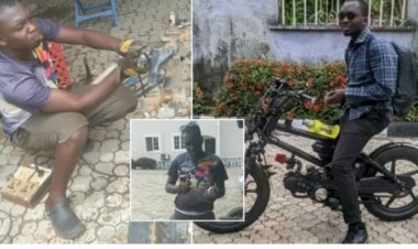 Cost of transportation inspired Me to convert mum's bicycle to motorbike : ABU Graduate