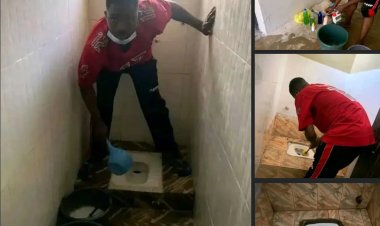 Ebonyi Federal Polytechnic, SUG Aspirant Spotted Washing Toilet , Students Reacts