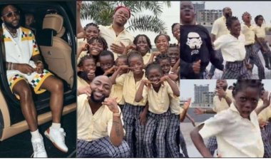Davido wears School uniform, join young dancers as they display gestures with his hit song “Feel”