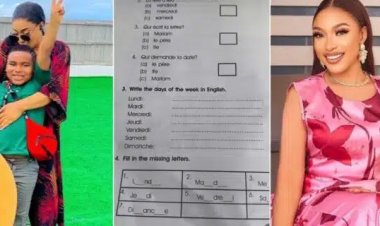 Tonto Dikeh Finds Humor in Her Son's Challenging French Assignment