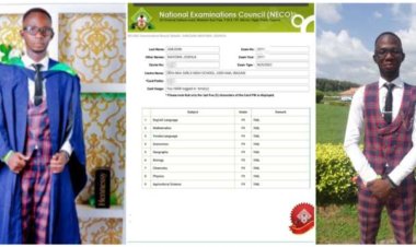 Young Man who Had F9 Parallel in NECO Shows off Bad Result as He Celebrates Bagging a First-Class