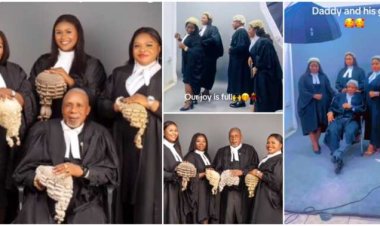 Educated Family-Nigerian Lawyer Dancing with His Three Lawyer Daughters During a Special Photoshoot