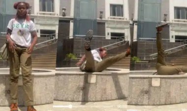 Close Call- Corper's Near-Disastrous Fall During POP Photoshoot Blamed on Village People