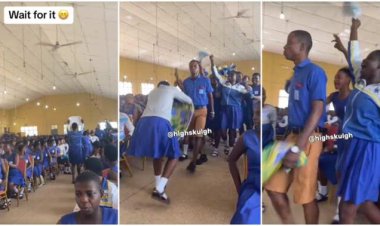 Senior Prefect Aspirant's Grand Entrance at School Election Got Female Students Cheering for Him