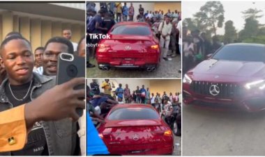 Nigerian Forex Trader's Luxurious 2021 CLA 45 AMG Ride Draws a Crowd at the University of Lagos