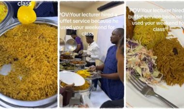 Nigerian Lecturer Surprises His Students, Shares Rice During Saturday Class