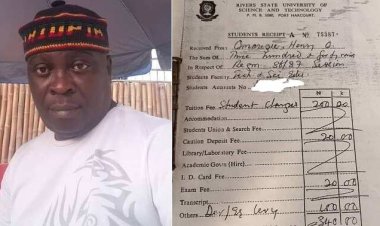 Man Displays Old School Fees Receipt from Rivers State University :"Total School Fees N340"