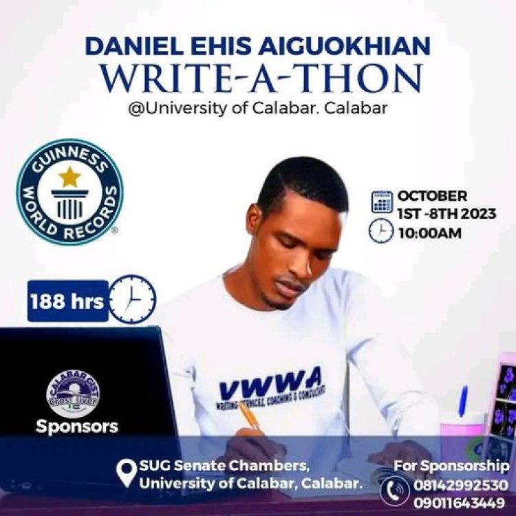 Dedicated UNICAL Student Embarks on Ambitious WRITE-A-THON Journey