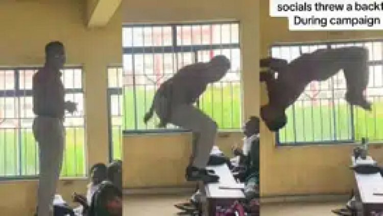 SUG Aspirant Wows Crowd with Perfect Backflip During Campaign at School