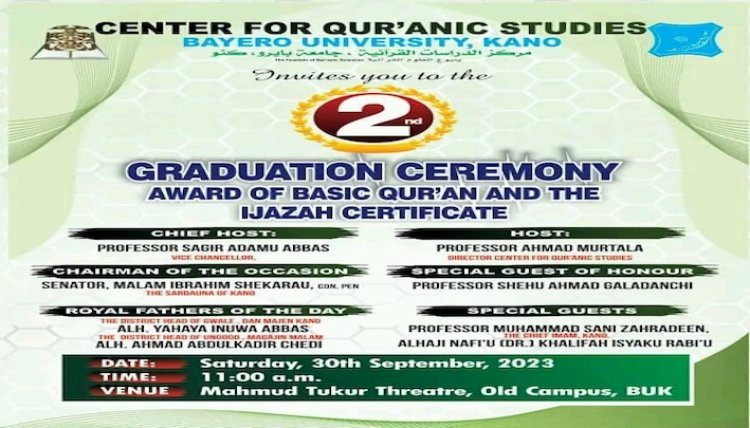 Centre for Quranic Studies, BUK Celebrates Graduation Ceremony & Award of Basic Quran and the Ijazah Certificate