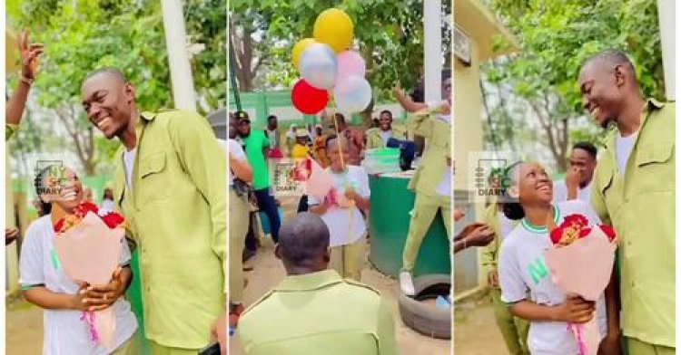 Corps Member's Surprise Proposal to Girlfriend at POP Ceremony Sparks Excitement