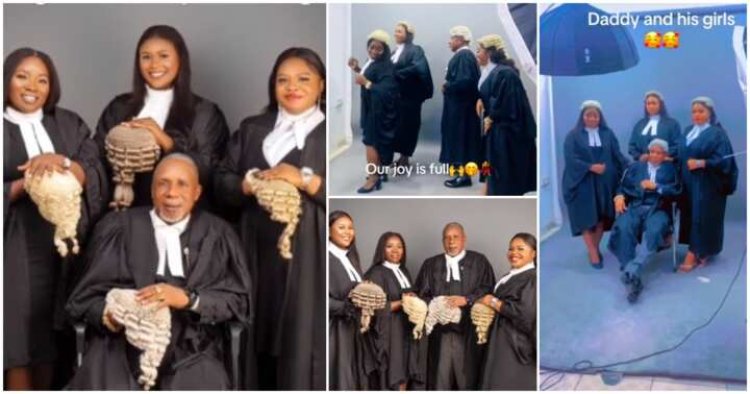Educated Family-Nigerian Lawyer Dancing with His Three Lawyer Daughters During a Special Photoshoot