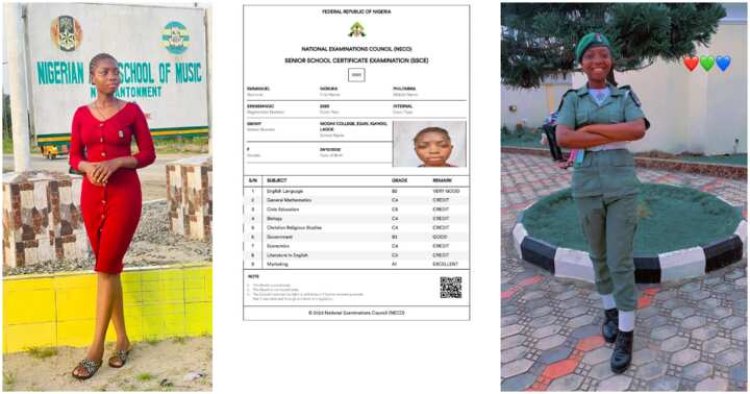 Nigerian Army Aspirant, Who Left School 5 Years Ago Sparks Excitement with Her NECO Result