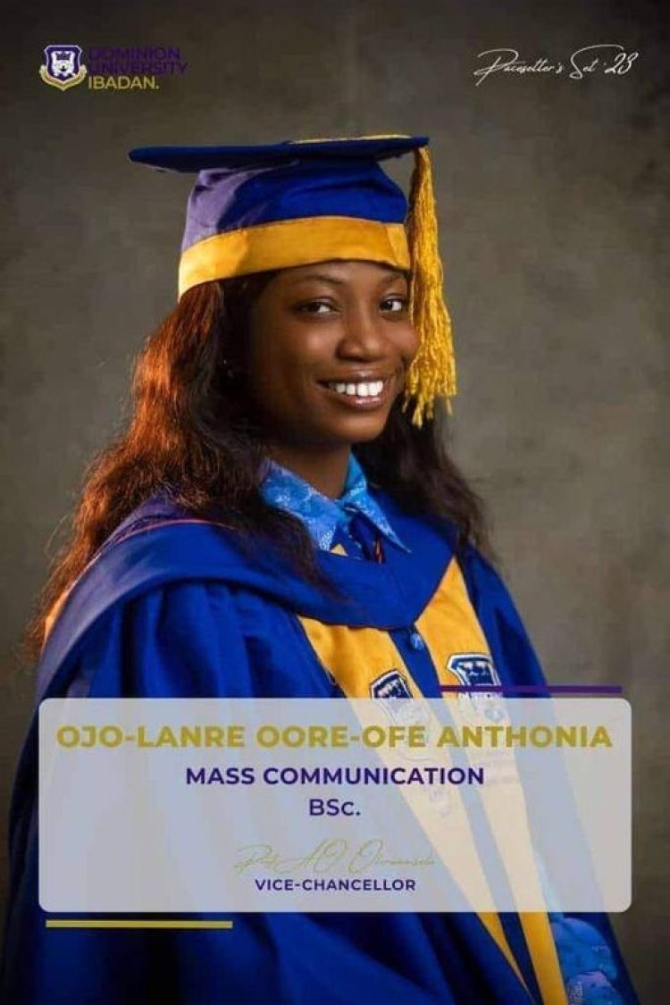 Usi Ekiti Resident Shines Bright at Dominion University, Ibadan, Earning First Class Honors in Mass Communication