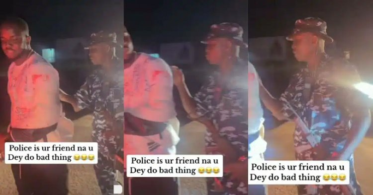 UNIBEN Graduate celebrates as Police officer signs on his white: “Police is your friend; na you dey do bad thing”