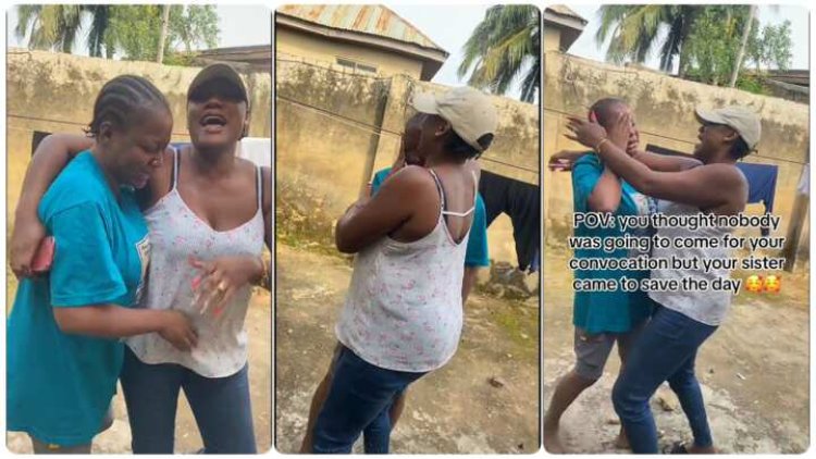 Elder Sister's Surprise Visit Adds Joy to Nigerian Young Lady's Graduation Day