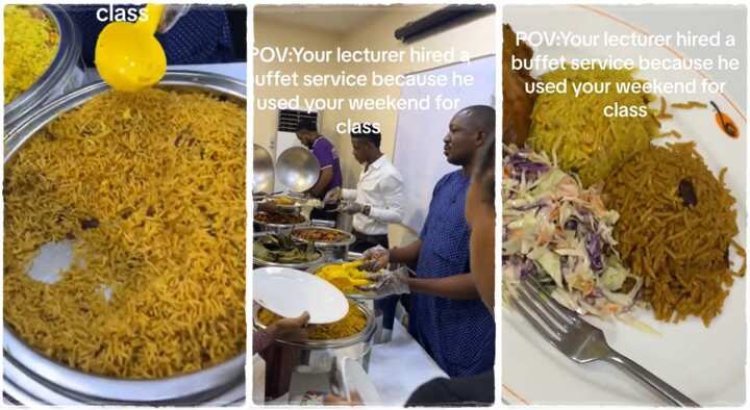 Nigerian Lecturer Surprises His Students, Shares Rice During Saturday Class