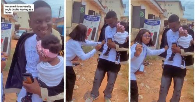 Nigerian Man Celebrates as He Graduates a Father After Entering University Single