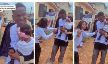 He started single but ended a father – Lady Celebrates Hubby As He Graduates Uni