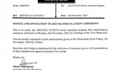 Matriculation Ceremony Ongoing for Fresh Students in UI Degree Programme Affiliated with Federal College of Education Special Oyo