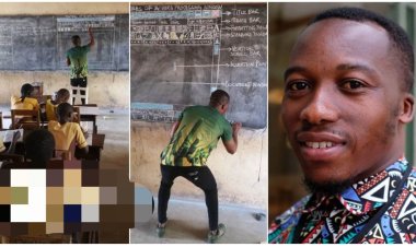 Exceptional African man wins global award after drawing Microsoft word on blackboard to teach village school kids