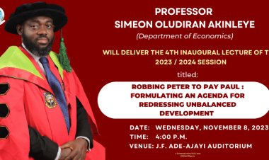 Renowned Economist, Professor Simeon Oludiran Akinleye, to Deliver 4th Inaugural Lecture