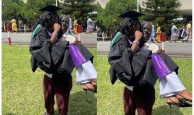 Proud Father Carries Grown-Up Daughter During University Graduation