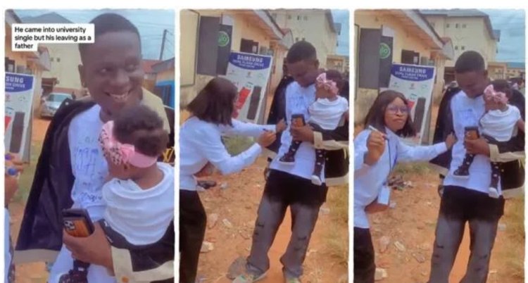 He started single but ended a father – Lady Celebrates Hubby As He Graduates Uni