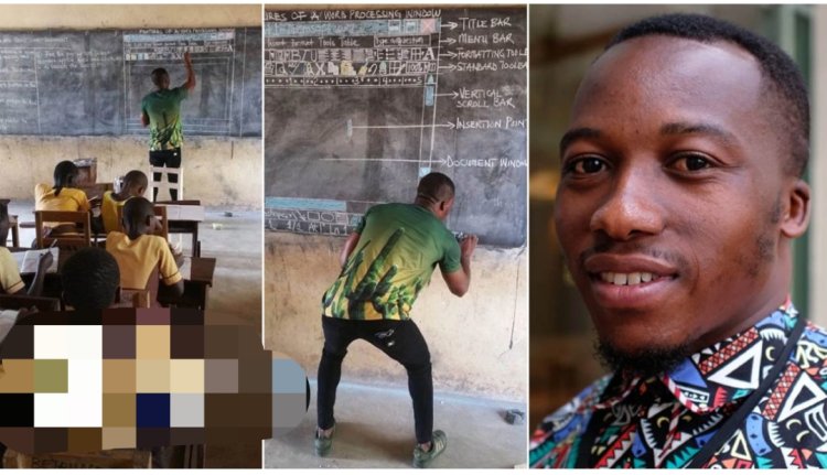 Exceptional African man wins global award after drawing Microsoft word on blackboard to teach village school kids