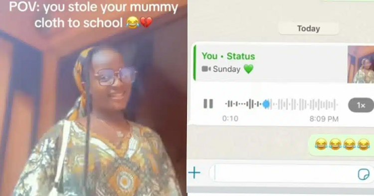 Lady shares mom’s reaction after she stole her gown to school