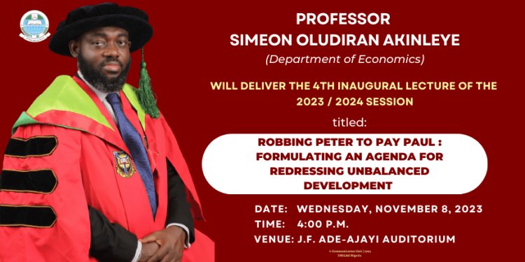 Renowned Economist, Professor Simeon Oludiran Akinleye, to Deliver 4th Inaugural Lecture