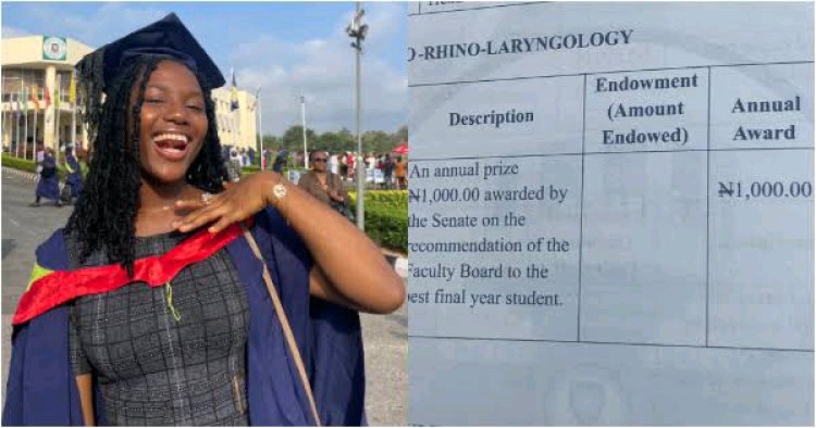 Nigerian Lady Awarded N1,000 for Best Student Graduation Sparks Social Media Debate