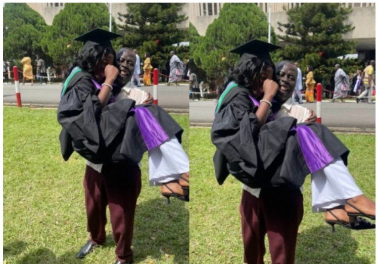 Proud Father Carries Grown-Up Daughter During University Graduation
