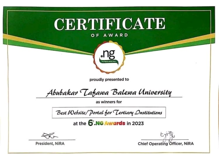 Abubakar Tafawa Balewa University (ATBU) Clinches NG Award for Best Tertiary Institution Website