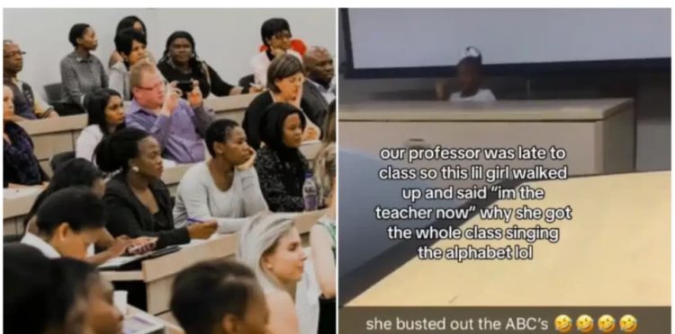 Kid Leads Impromptu ABC Lesson in University Class