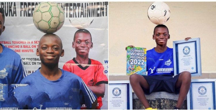14-Year-Old Nigerian Football Prodigy Awarded Full University Scholarship After Clinching 5 Guinness World Records